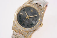 Rolex men's black dial 18k gold and steel bracelet Datejust series automatic mechanical watch
