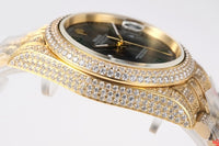 Rolex men's black dial 18k gold and steel bracelet Datejust series automatic mechanical watch