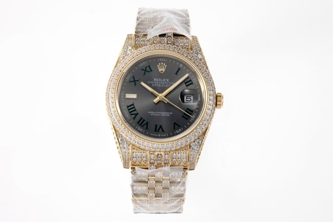 Rolex men's black dial 18k gold and steel bracelet Datejust series automatic mechanical watch