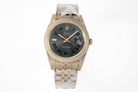 Rolex men's black dial 18k gold and steel bracelet Datejust series automatic mechanical watch