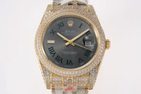 Rolex men's black dial 18k gold and steel bracelet Datejust series automatic mechanical watch