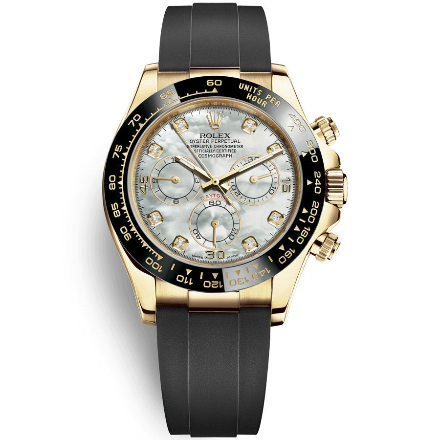 Rolex Daytona 40mm Oyster Flex 116518LN White Mother Of Pearl Diamond Dial