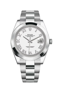Rolex Datejust 41mm White Roman Numeral Dial Smooth Bezel 126300