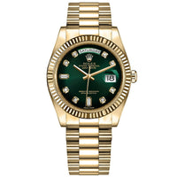 Rolex Day-Date 36mm Presidential 128238 Fluted Bezel Green Diamond Dial
