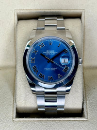 Rolex Datejust 41mm Azzurro Blue Dial Smooth Bezel 126300