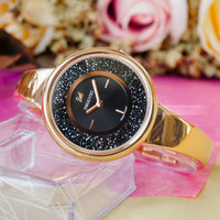 Swarovski Crystalline Rose Gold Stainless Steel Black Dial Quartz Watch for Ladies - 5295334