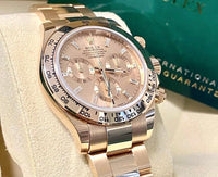 Rolex Daytona 40mm Rose Gold 116505 Pink Baguette Diamond Dial