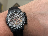 DIW Daytona Skeleton Dial in Carbon with Red Hands