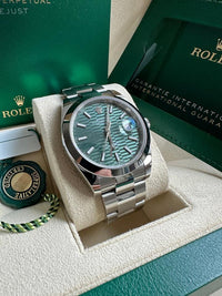 Rolex Datejust 41mm Mint Green Fluted Dial Smooth Bezel 126300