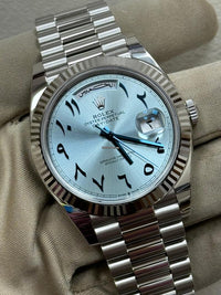 Rolex Day-Date 40 Platinum "Ice Blue Dial with Blue Arabic Numerals" (Reference: 228236)