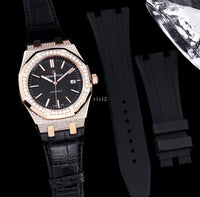 Buy Audemars Piguet Royal Oak Gold Black Dial Custom Diamond