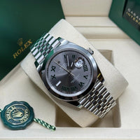 Rolex Datejust 41mm Slate Roman Numeral Dial Smooth Bezel 126300