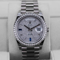 Rolex Day-Date 40 Platinum Presidential 228206 Smooth Bezel Paved / Baguette Diamond Dial