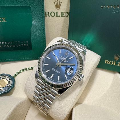 Rolex Datejust 41mm Bright Blue Dial Smooth Bezel 126300