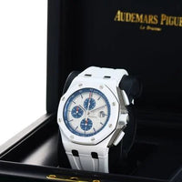 Audemars Piguet Royal Oak Offshore Chronograph 'Boutique Edition' 44mm Silver Dial - White Ceramic on Strap