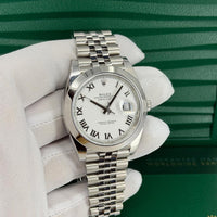 Rolex Datejust 41mm White Roman Numeral Dial Smooth Bezel 126300