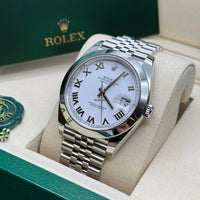 Rolex Datejust 41mm White Roman Numeral Dial Smooth Bezel 126300