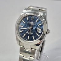 Rolex Datejust 41mm Bright Blue Fluted Dial Smooth Bezel 126300