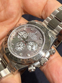 Rolex Daytona 40mm 116509 White Gold Black Mother Of Pearl Diamond Dial