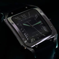 Cartier Santos MINT FULL SET Santos Large Blue Dial Blue Calfskin Leather Strap 39.8mm Steel WSSA0030