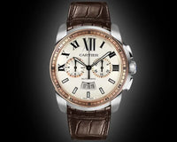 Cartier Calibre de Cartier W710 Silver Dial, Pink Gold, 42.0 mm, Alligator Leather