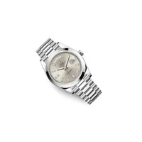 Rolex Day-Date 40 Platinum Presidential 228206 Smooth Bezel Silver Stripe Motif Dial