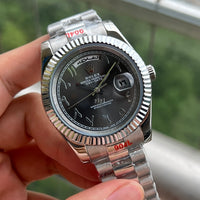 Rolex Day-Date 40 White Gold / Steel "Olive Green or Slate Arabic Dial"