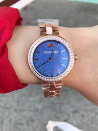 Swarovski Daytime Rose Gold Stainless Steel Blue Dial Quartz Watch for Ladies - 5182277