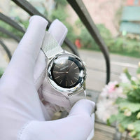 Swarovski Octea Nova Silver Mesh Bracelet Black Dial  Quartz Watch for Ladies - 5430420