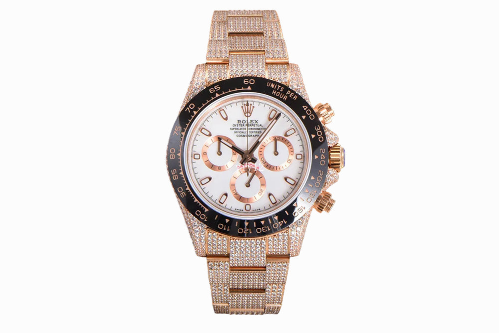 Rolex Daytona Rose Gold Fully Pave Custom Diamond - 116505