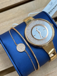 Swarovski Crystalline Gold Stainless Steel White Dial Quartz Watch for Ladies - 5269253