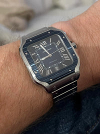 Cartier Santos de Cartier WSSA Blue Striated Dial, Stainless Steel, Large Model, Men's Watch