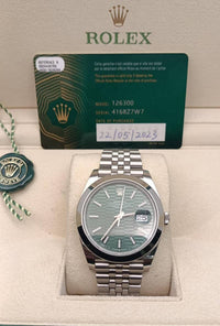 Rolex Datejust 41mm Mint Green Fluted Dial Smooth Bezel 126300