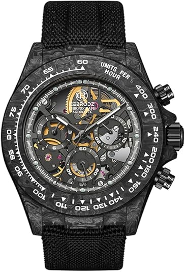 replica Daytona watch, TW factory, Rolex, black dial, black case, black nylon strap.