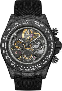 replica Daytona watch, TW factory, Rolex, black dial, black case, black nylon strap.