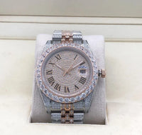 Rolex Datejust 12CTW Natural Diamond Stainless Steel White Rose Watch 36mm