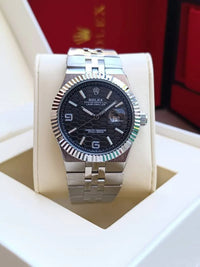 Rolex Land Dweller Silver Chain Silver Bezel Black Dial