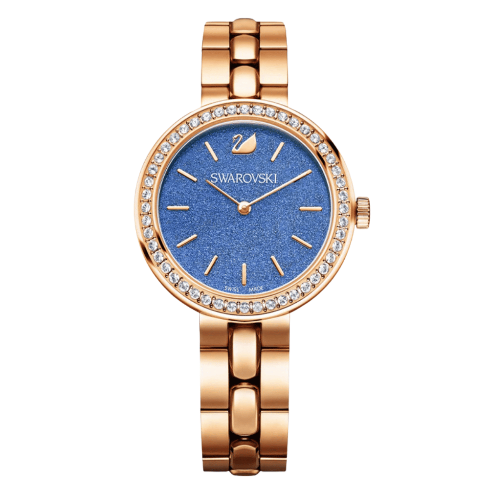 Swarovski Daytime Rose Gold Stainless Steel Blue Dial Quartz Watch for Ladies - 5182277