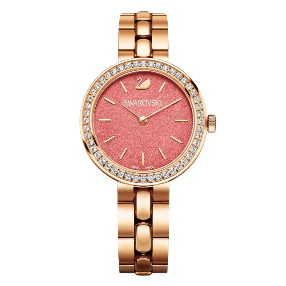 Swarovski Daytime Rose Gold Stainless Steel Pink Dial Quartz Watch for Ladies - 5182250