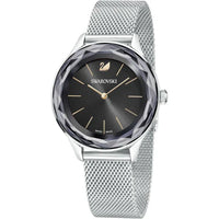 Swarovski Octea Nova Silver Mesh Bracelet Black Dial  Quartz Watch for Ladies - 5430420