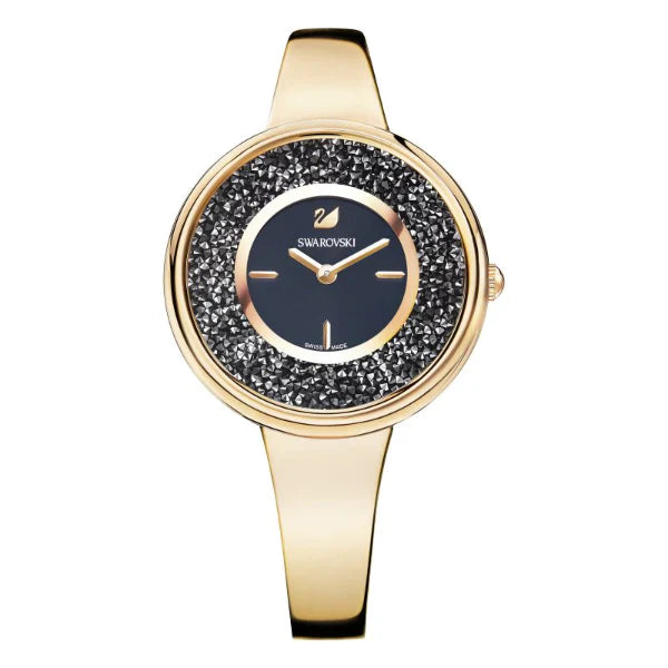 Swarovski Crystalline Rose Gold Stainless Steel Black Dial Quartz Watch for Ladies - 5295334