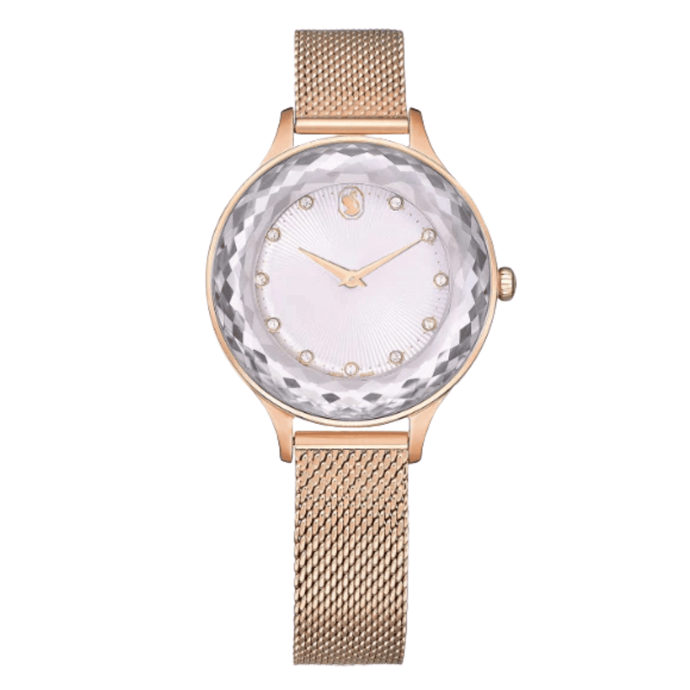Swarovski Octea Nova Rose Gold Mesh Bracelet Silver Dial Quartz Watch for Ladies - 5650011