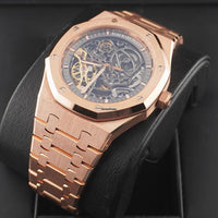 Latest Collection Rose gold With Black Skeleton Dial