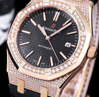 Buy Audemars Piguet Royal Oak Gold Black Dial Custom Diamond