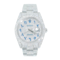 Dign Classic Diamond Mens Automatic Mechanical Watch - 41mm Sapphire Crystal Waterproof Luxury Diamond Strap