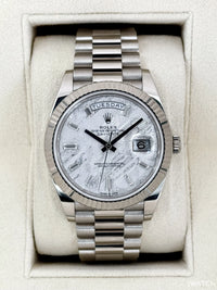 Rolex Day-Date 40 Platinum Presidential 228206 Smooth Bezel Baguette Diamond Meteorite Dial