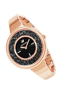 Swarovski Crystalline Rose Gold Stainless Steel Black Dial Quartz Watch for Ladies - 5295334