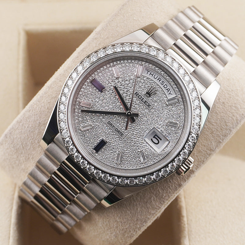 Rolex Day-Date 40 Presidential 228349RBR Diamond Bezel Diamond Paved Dial