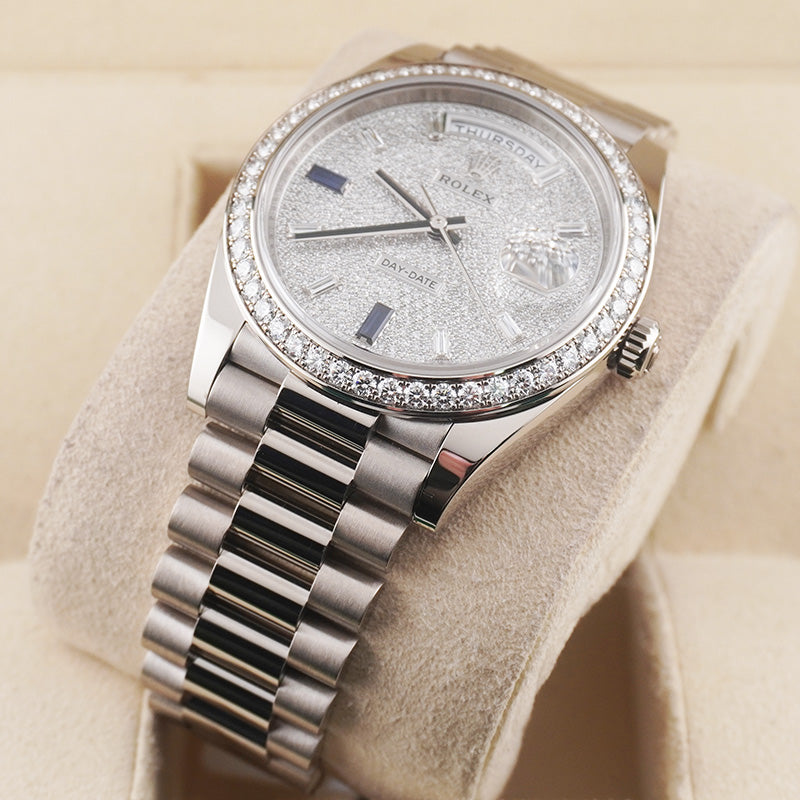 Rolex Day-Date 40 Presidential 228349RBR Diamond Bezel Diamond Paved Dial