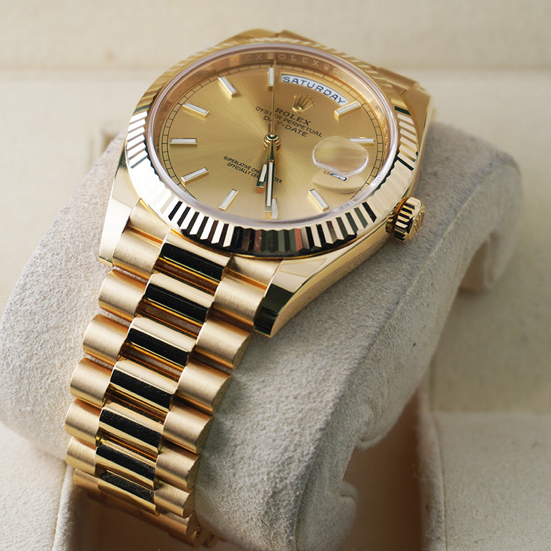 Rolex Day-Date 40 228238 Fluted Bezel Champagne Dial